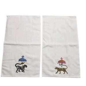 GE LIVING Embroidered Circus Animals Leopard and Tiger Decorative Hand Towels
